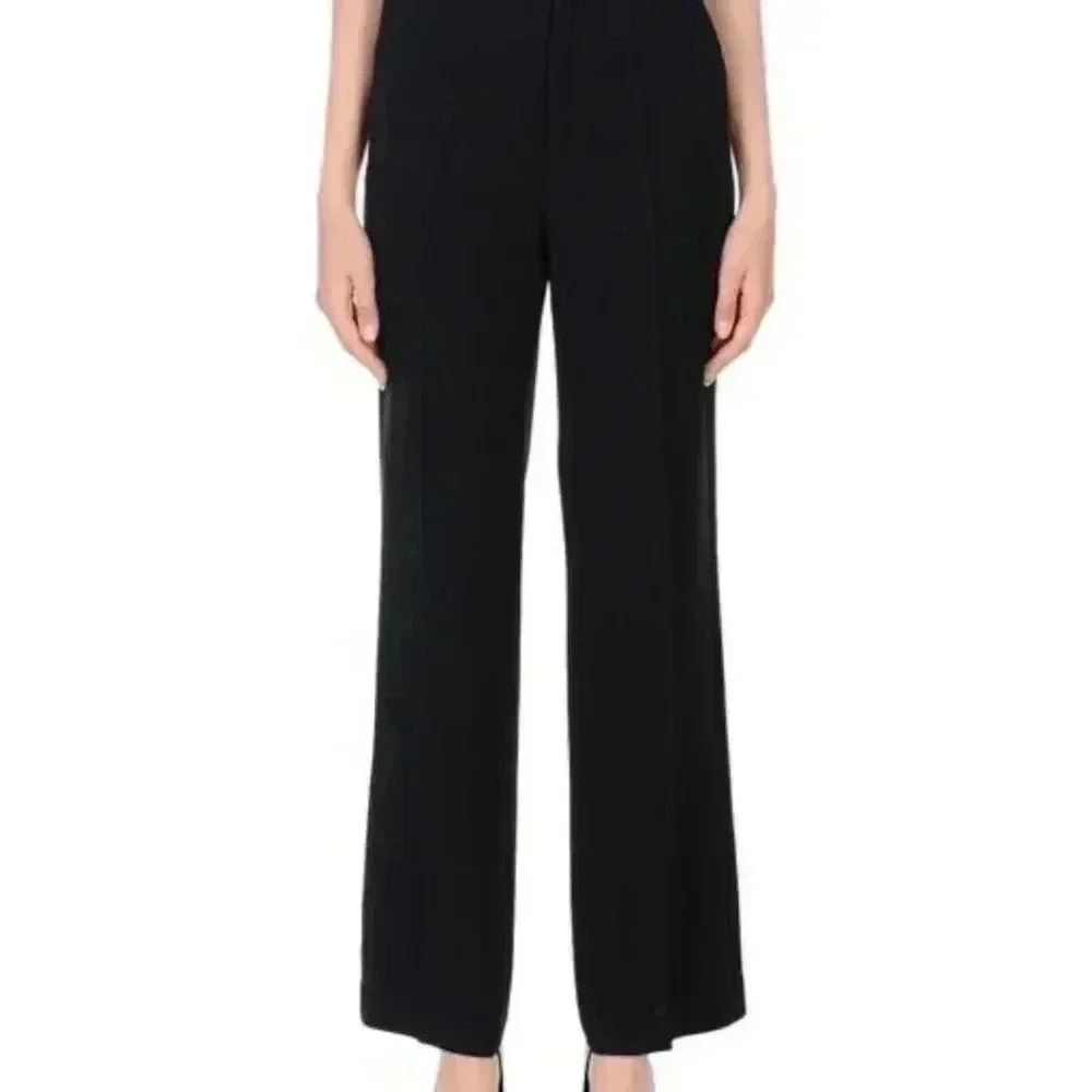 Sally Lapointe Black Embellished Bead Straight Leg Pull On Pants